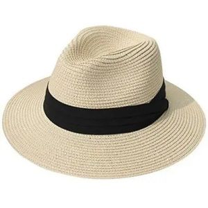 Women Wide Brim Straw Panama Roll up Hat Beach Sun Hat UPF50+
